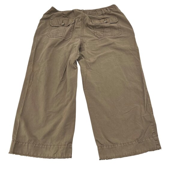 Liz Claiborne Sloane Womens Brown Capri Pants Size 12 With Frayed Hem Cotton Ble - Picture 9 of 10